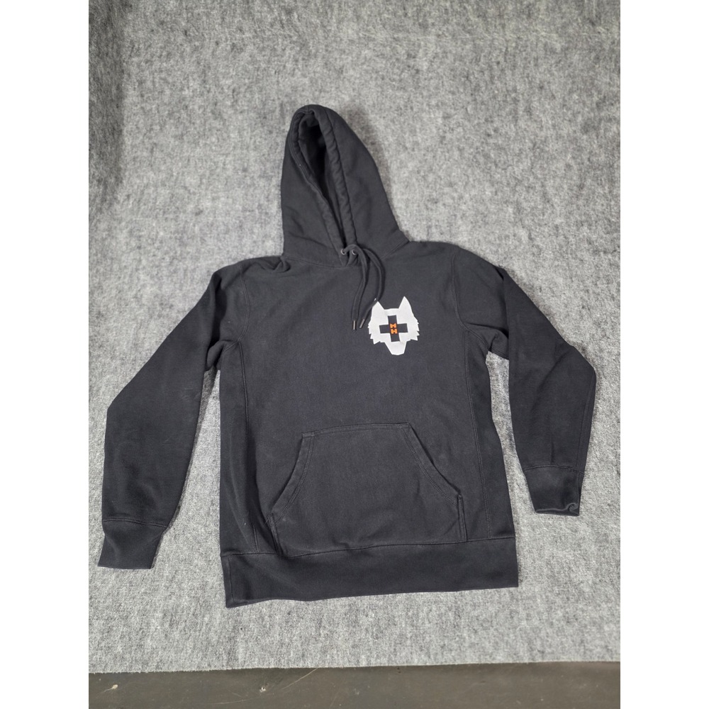 Mens Hoodie Wolf Graphic Heavyweight Fleece Black Pullover IND5000PC Sweatshirt